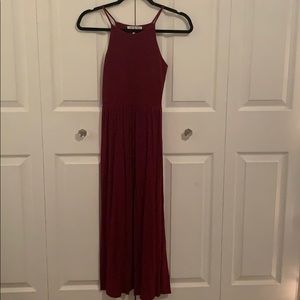 Burgundy midi length dress